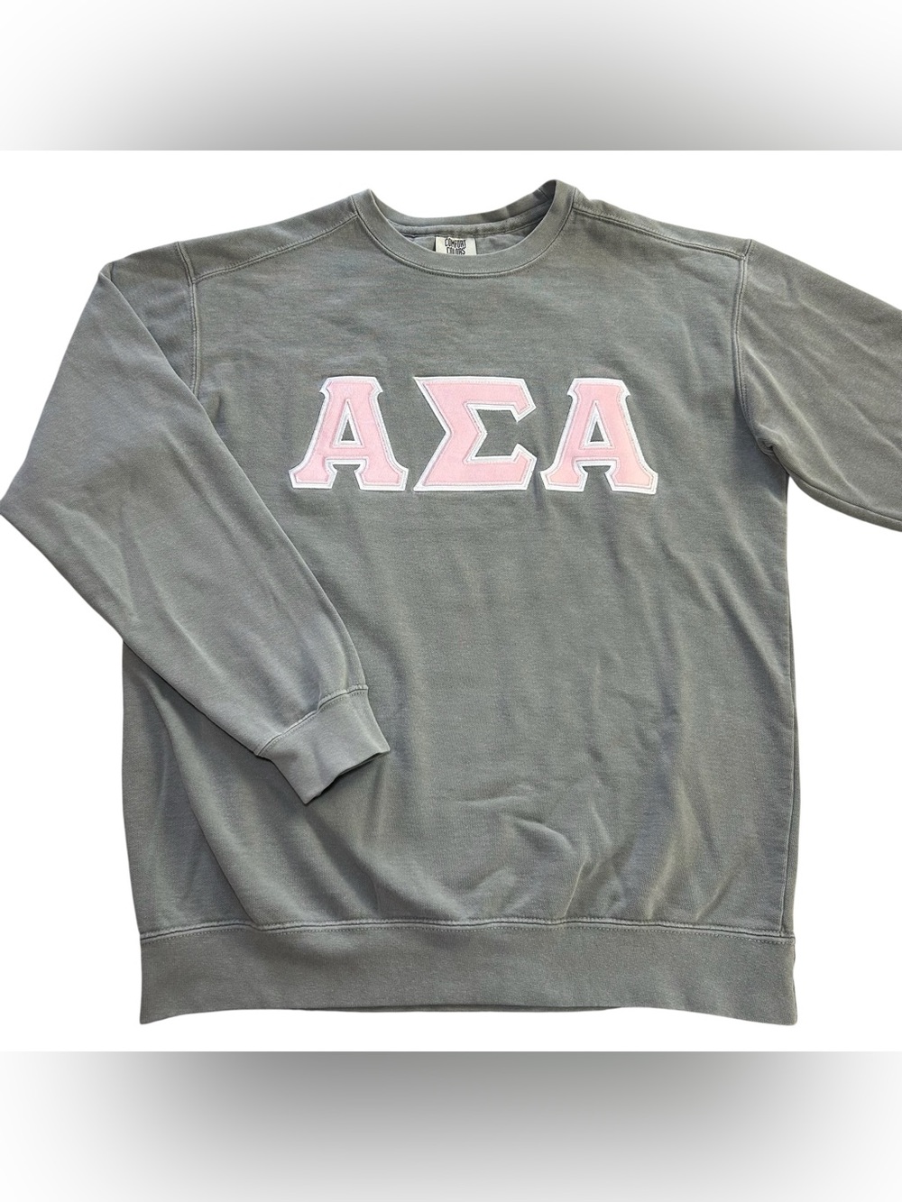 Alpha Sigma Alpha Adult Crewneck Sweatshirt Comfort Colors Alpha Sig Sorority M